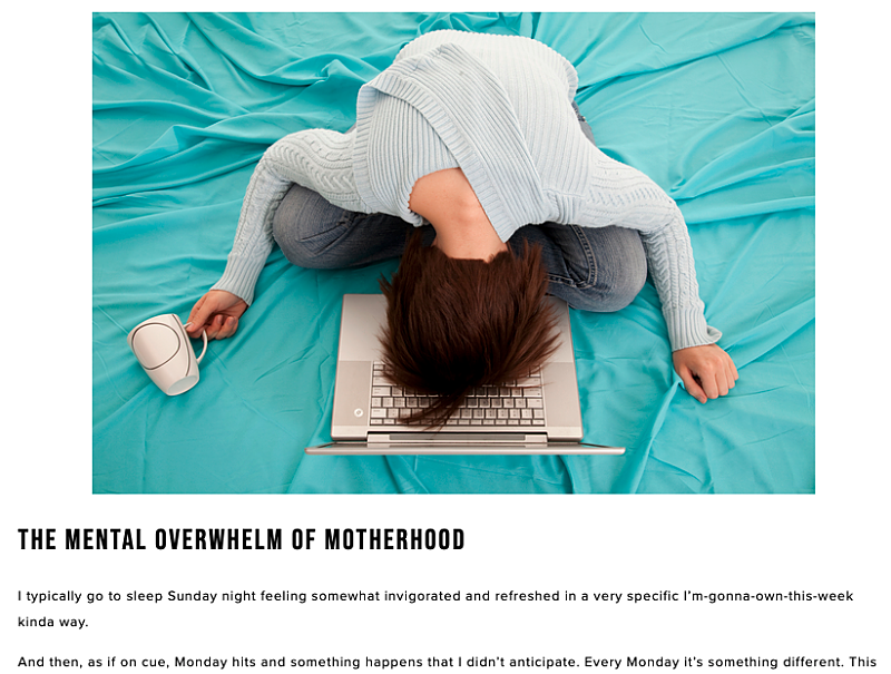 photo of a frustrated mom on a blog post about overwhelm
