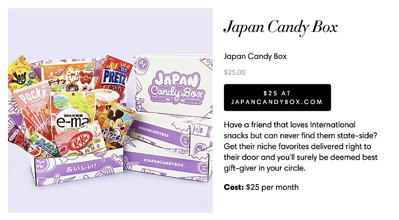 subscription box example for japanese candy